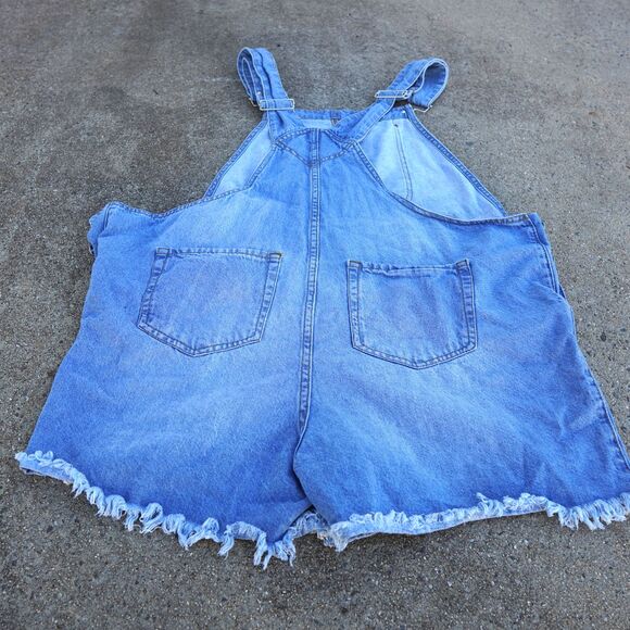 SPOON Distressed Denim Overall Shorts 1X – Graphic Cutoff Plus Size - Picture 9 of 9
